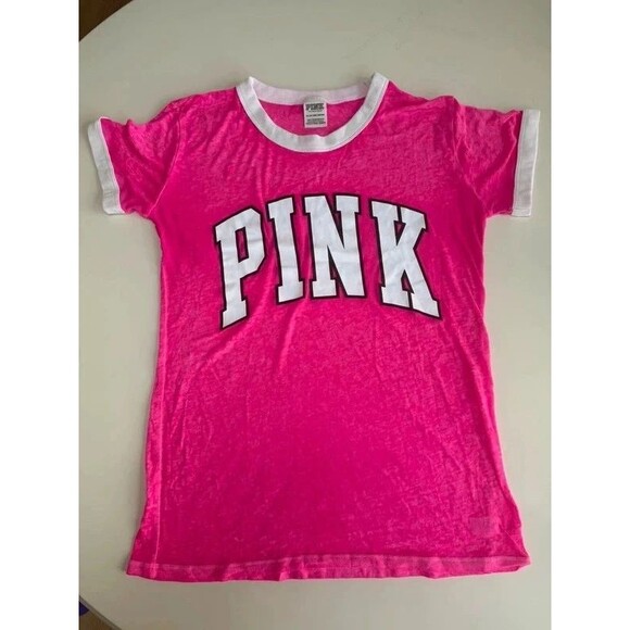 Victoria's Secret Tops - Victoria’s Secret PINK Barbie pink tshirt, super cute, flawed XS